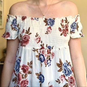 Off-The-Shoulder Floral Ruffle Top